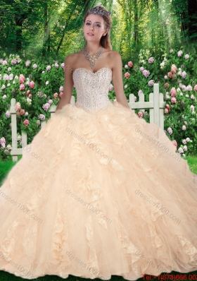 Latest Ball Gown Beading and Ruffles Sweet 16 Gowns for Fall