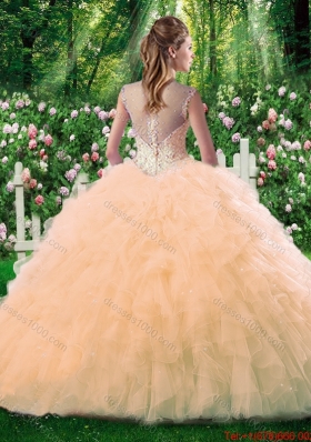 Luxurious Ball Gown Champange Quinceanera Dresses with Beading and Ruffles