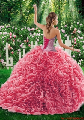 Luxurious Ball Gown Sweetheart Beading Quinceanera Dresses with Brush Train