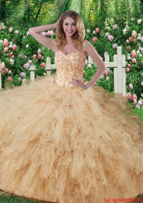 Luxurious Sweetheart Beading Quinceanera Dresses in Champagne