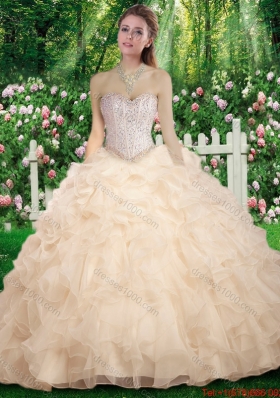 New Arrivals Sweetheart Champange Sweet 16 Dresses with Beading