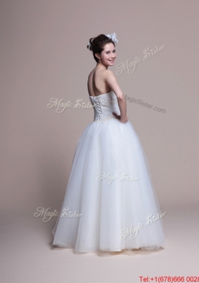 Perfect 2016 Elegant A Line Strapless Wedding Dresses with Appliques