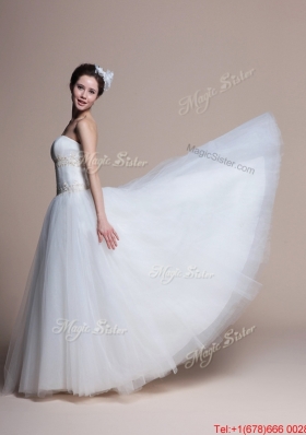 Perfect 2016 Elegant A Line Strapless Wedding Dresses with Appliques