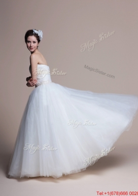 Perfect 2016 Elegant A Line Strapless Wedding Dresses with Appliques