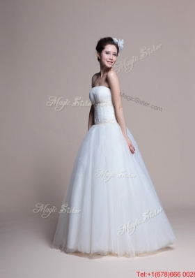 Perfect 2016 Elegant A Line Strapless Wedding Dresses with Appliques