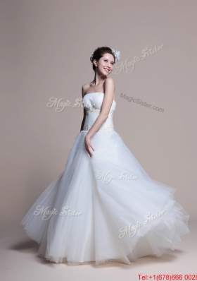 Perfect 2016 Elegant A Line Strapless Wedding Dresses with Appliques