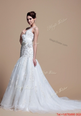 Perfect 2016 Romantic A Line V Neck Wedding Dresses with Hand Made Flowers