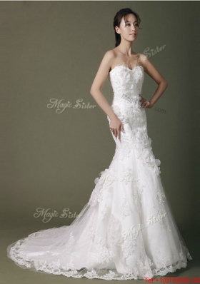 Perfect Brand New Beading Lace Wedding Dresses with Court Train