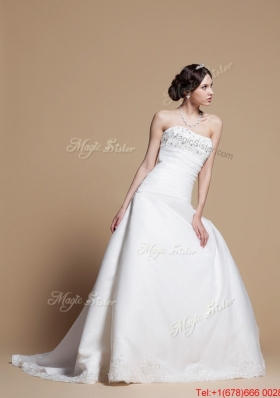 Pretty 2016 A Line Wedding Dresses with Beading and Appliques