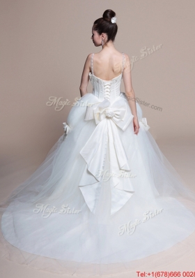 Pretty 2016 Perfect A Line Straps Beading Wedding Dresses with Bowknot