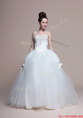 Pretty 2016 Perfect A Line Straps Beading Wedding Dresses with Bowknot