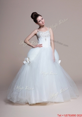 Pretty 2016 Perfect A Line Straps Beading Wedding Dresses with Bowknot