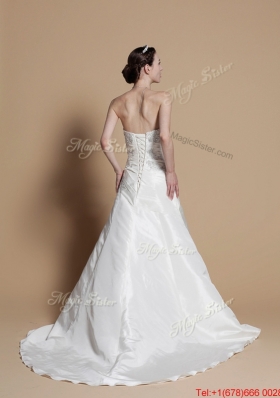 Pretty Classical A Line Strapless Wedding Gowns with Beading and Appliques