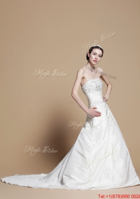 Pretty Classical A Line Strapless Wedding Gowns with Beading and Appliques