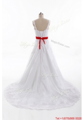 Pretty Classical A Line Straps Wedding Dresses with Belt and Appliques