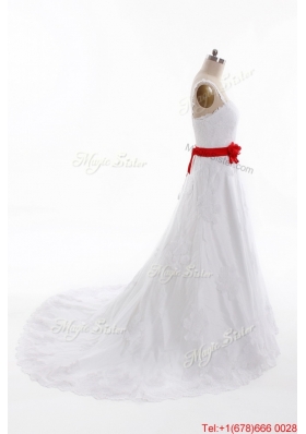 Pretty Classical A Line Straps Wedding Dresses with Belt and Appliques