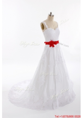 Pretty Classical A Line Straps Wedding Dresses with Belt and Appliques