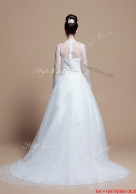 Pretty Custom Made A Line V Neck Wedding Dresses with Appliques