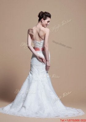 Pretty Custom Made Mermaid Strapless Wedding Dresses with Court Train