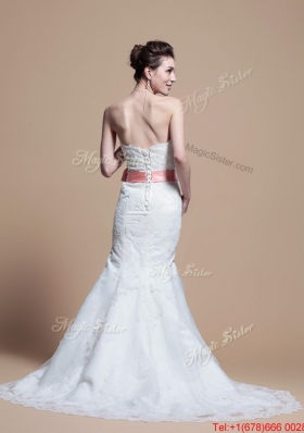 Pretty Custom Made Mermaid Strapless Wedding Dresses with Court Train