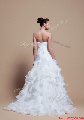 Pretty Elegant A Line Strapless Wedding Dresses with Ruffles