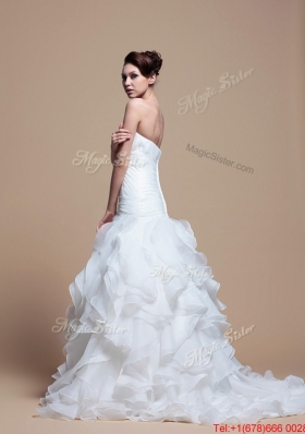 Pretty Elegant A Line Strapless Wedding Dresses with Ruffles