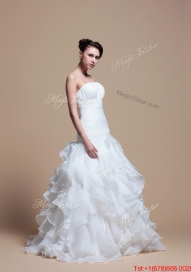 Pretty Elegant A Line Strapless Wedding Dresses with Ruffles