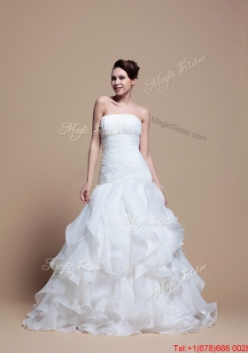 Pretty Elegant A Line Strapless Wedding Dresses with Ruffles