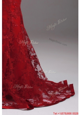 Pretty Exquisite Cap Sleeves Mermaid Wine Red Wedding Dresses with Brush Train