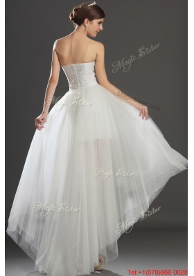 Pretty Fashionable Beading and Appliques High Low Wedding Dresses in Tulle