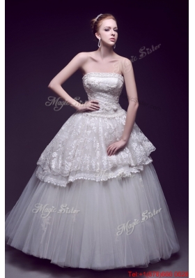 Pretty Luxurious Appliques Ball Gown Wedding Dresses with Brush Train