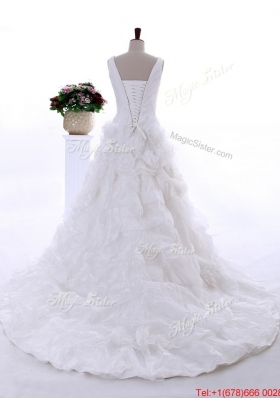 Pretty Most Popular Ruffles Wedding Dresses with Court Train