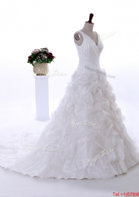 Pretty Most Popular Ruffles Wedding Dresses with Court Train