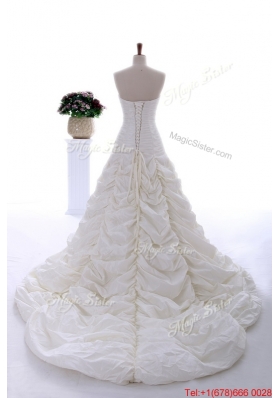 Pretty Perfect 2016 Brush Train Wedding Dress with Ruching and Pick Ups