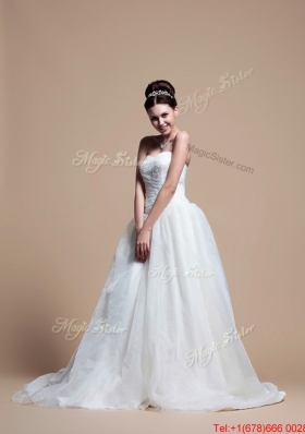 Pretty Perfect A Line Strapless Wedding Dresses with Beading in 2016