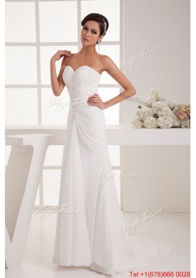 Pretty Remarkable Beading White Wedding Dress with Court Train for 2016