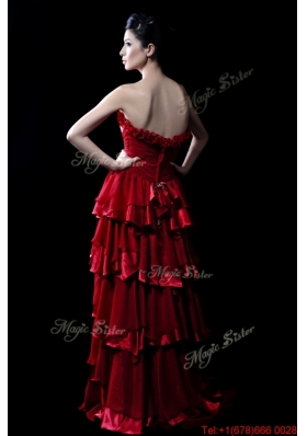 Pretty Wonderful Beading and Ruffled Layers Wine Red Wedding Dresses