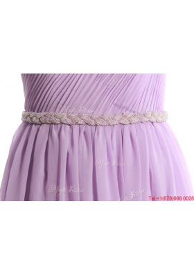 Vintage Hand Made Flower and Belt Lilac Prom Dresses with Brush Train