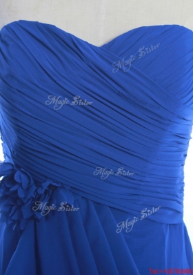 Vintage Hand Made Flowers and Ruching Short Prom Dresses in Royal Blue