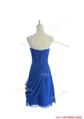 Vintage Hand Made Flowers and Ruching Short Prom Dresses in Royal Blue