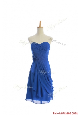 Vintage Hand Made Flowers and Ruching Short Prom Dresses in Royal Blue