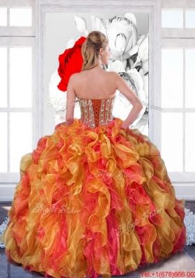 2015 Elegant Quinceanera Dresses with Beading and Ruffles