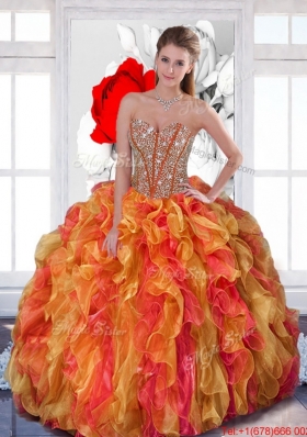 2015 Elegant Quinceanera Dresses with Beading and Ruffles