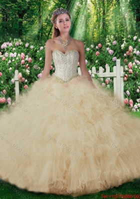 2016 Luxurious Ball Gown Sweet Sixteen Dresses with Beading