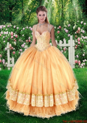 2016 Pretty Ball Gown Sweet Sixteen Dresses with Beading and Appliques