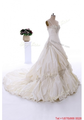 Beautiful Fashionable 2016 Beading Wedding Dresses with Chapel Train