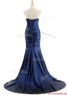 Beautiful  Mermaid Royal Blue Prom Dresses with Brush Train