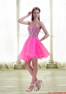 Detachable 2015 A Line Mini Length Hot Pink Prom Skirts with Beading