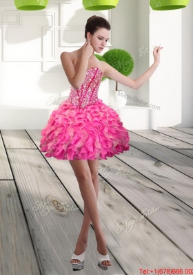 Detachable 2015 Sweetheart Mini Length Prom Skirts with Beading and Ruffles