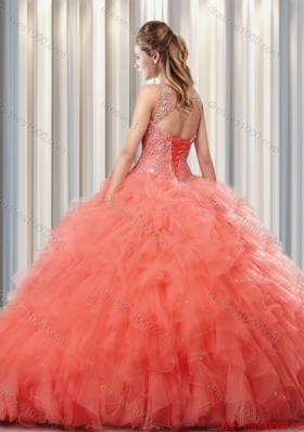 Exquisite Puffy Straps Champagne Quinceanera Dresses for 2016